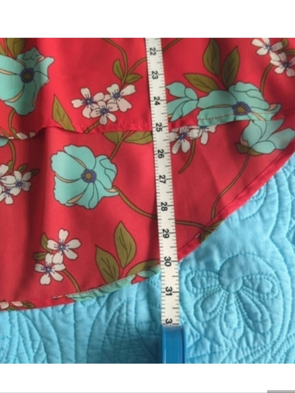 W5 Coral-Red Floral Sleeveless Cami Top Flowers Medium A-line Silhouette - Picture 10 of 10
